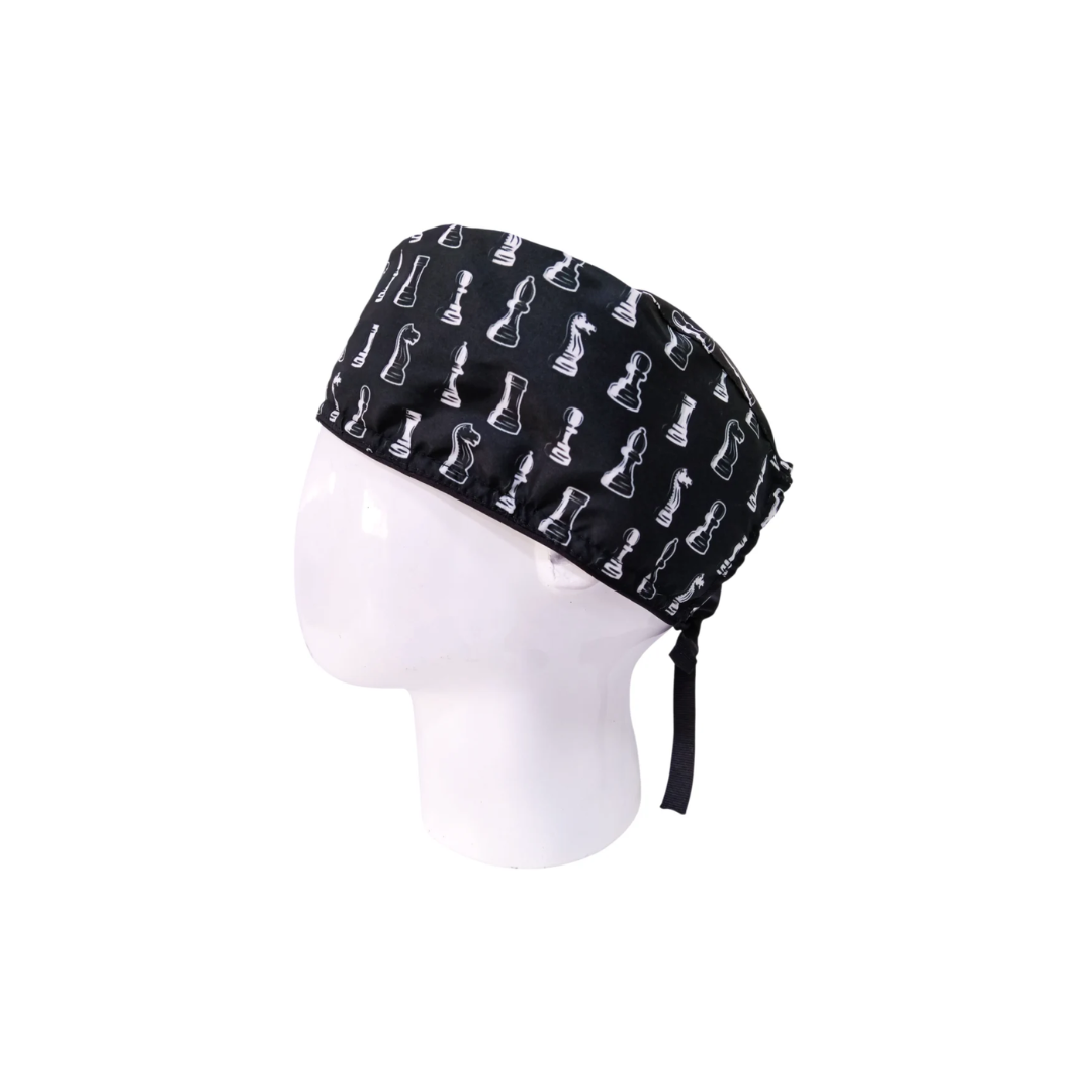 Gorro Quirúrgico Hombre Chess Pattern Black