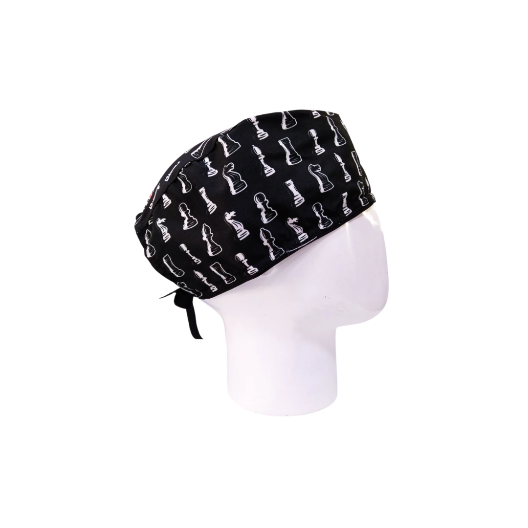 Gorro Quirúrgico Hombre Chess Pattern Black