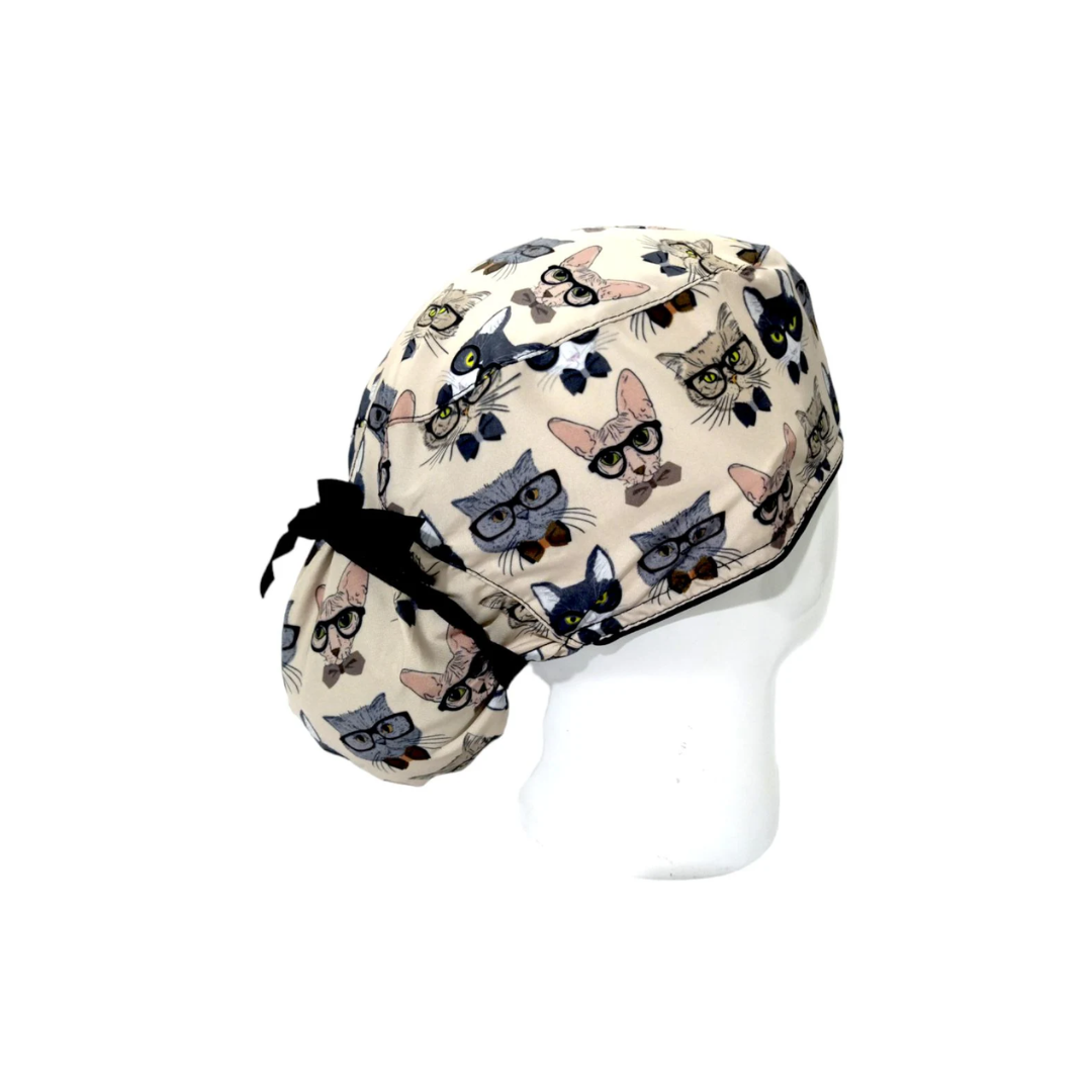 Gorro Quirúrgico Mujer Gatos Gafas