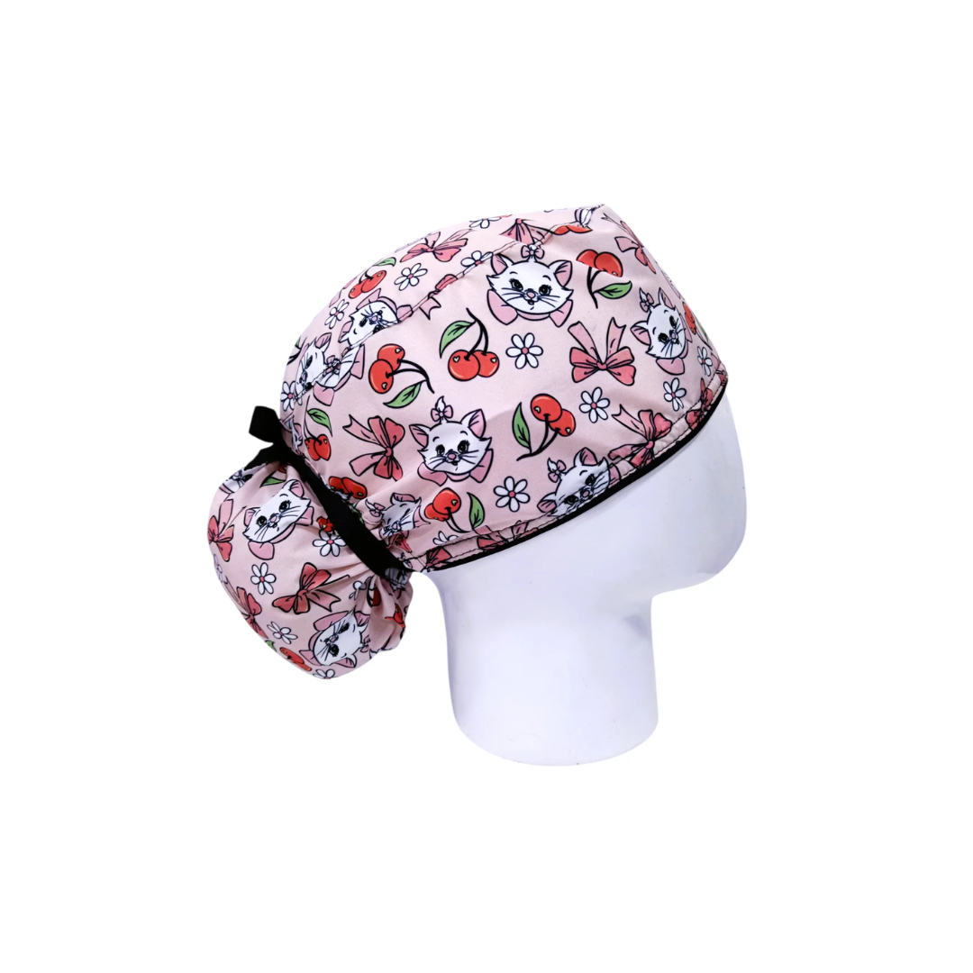 Gorro Quirúrgico Mujer Cats & Cherries Rosa