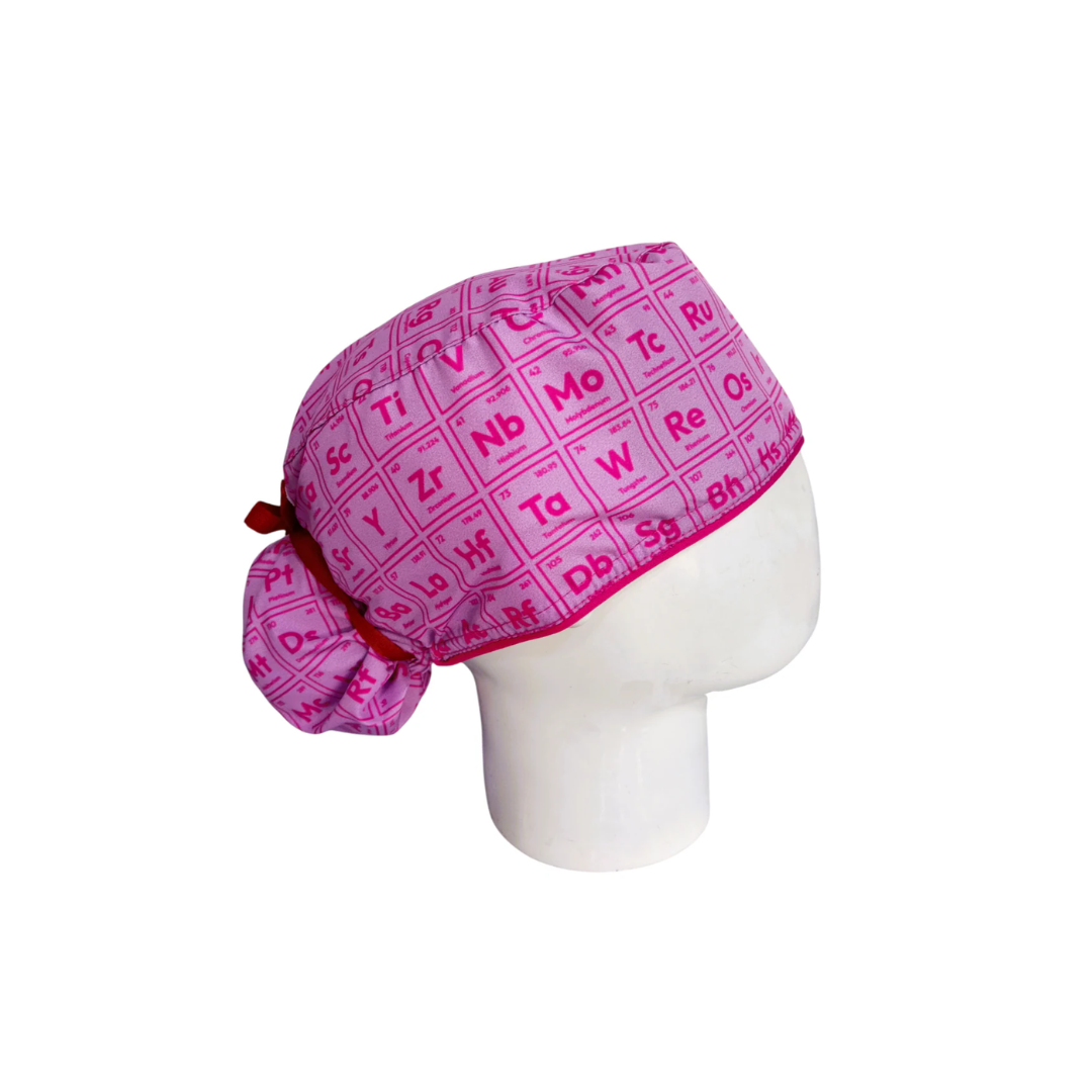 Gorro Quirúrgico Mujer Tabla Periódica Rosa